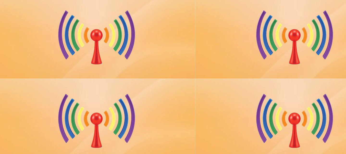 Four colorful internet antenas